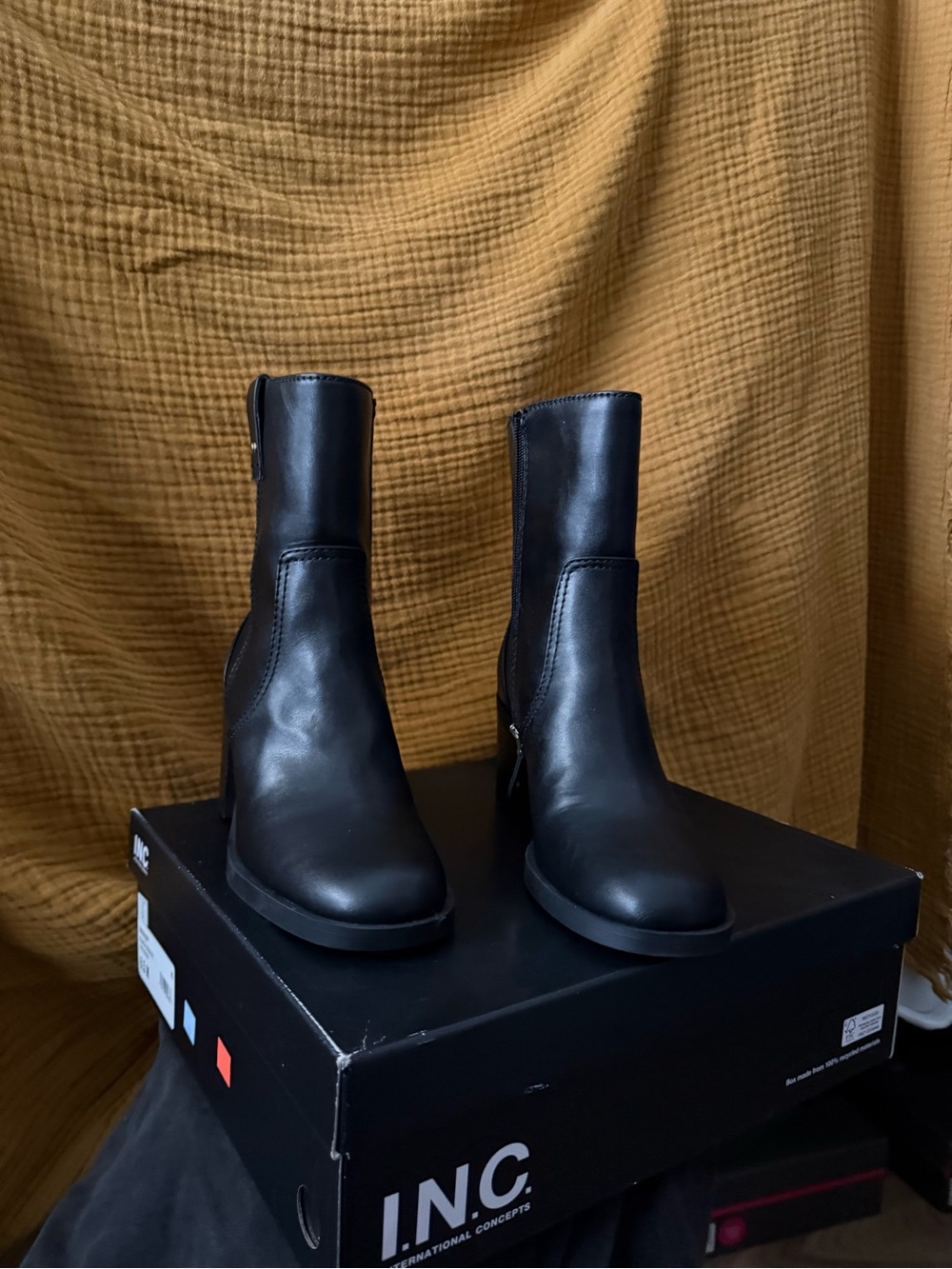 INC International Concepts Black Mid-Calf Ankle Boots